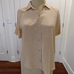 Everlane Silk Short Sleeve Blouse in Light Peach Size Small